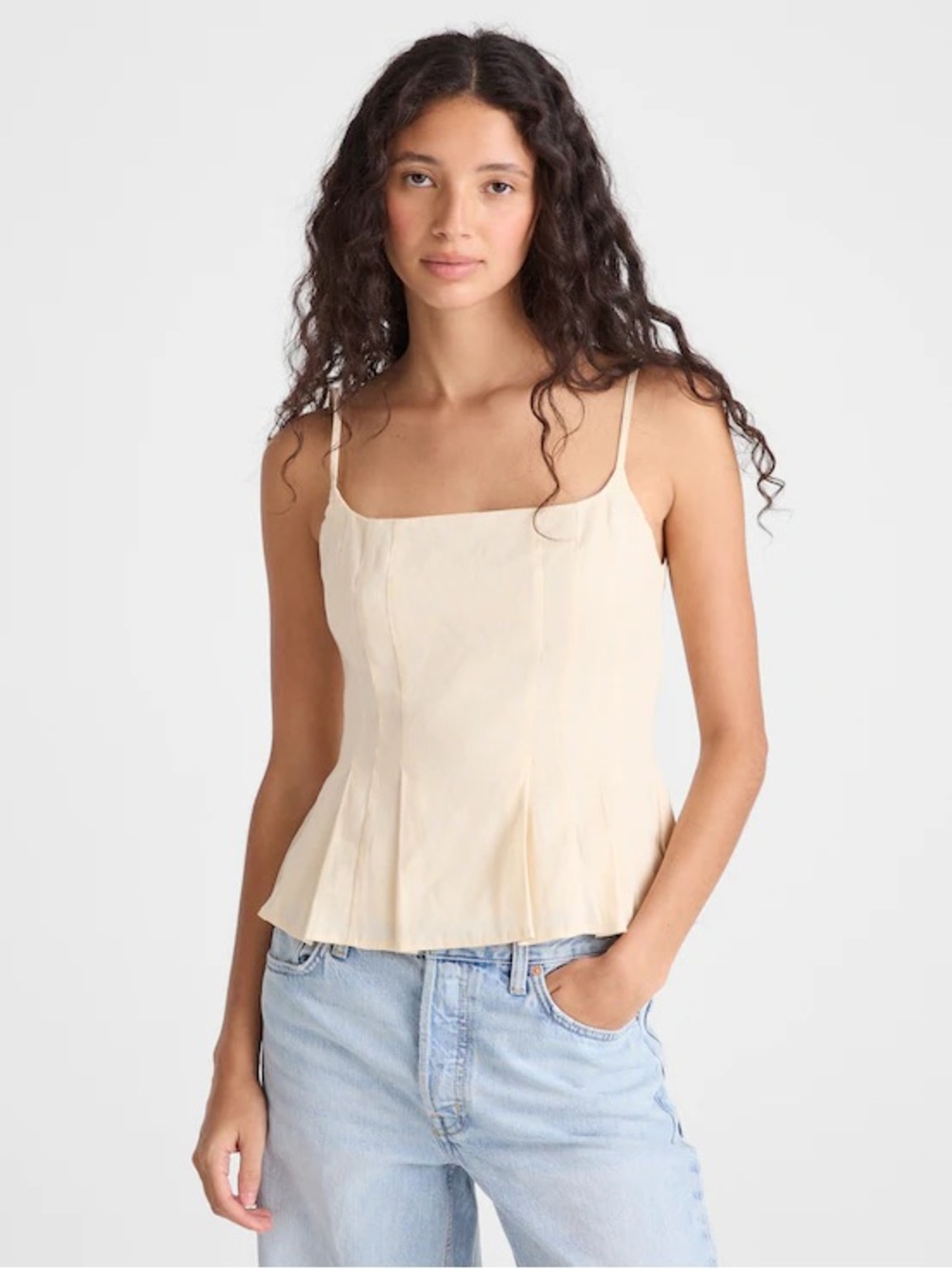 Madewell Cream Square-Neck Peplum Cami